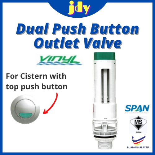 Vinyl Lift Up Valve For Toilet Cistern Dual Flush Top Push Button Type