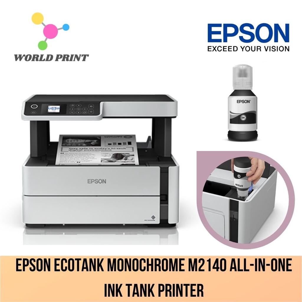 Epson Ecotank Monochrome M2140 All In One Ink Tank Printer Shopee Malaysia 9724