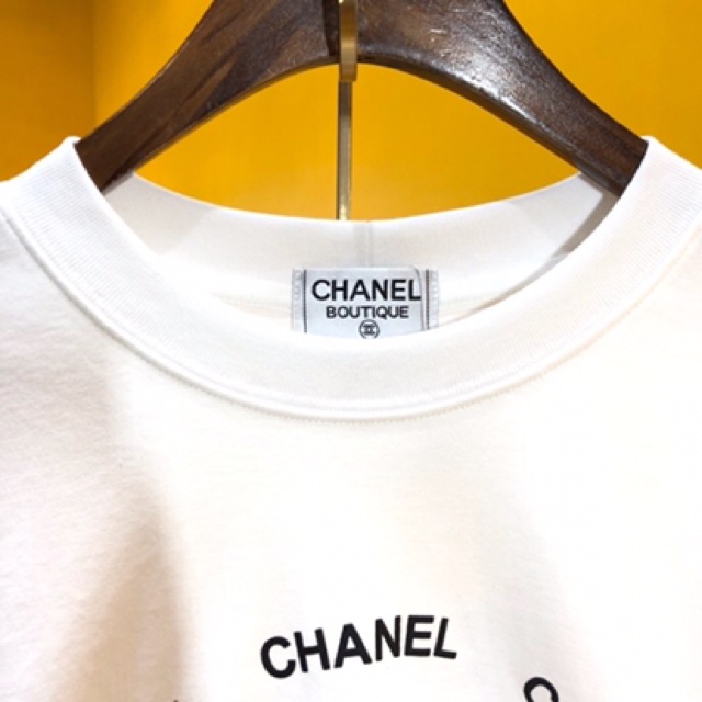 Chanel White T-Shirt With Black Chanel Logo | Shopee Malaysia