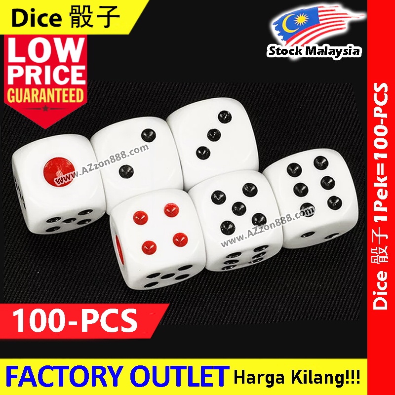 100 Pcs Dice Round Corner Dadu Acrylic White Red Black Dot Dice 骰子 賽子 大话骰 Ktv Pub Game Party 1964 14mm Shopee Malaysia
