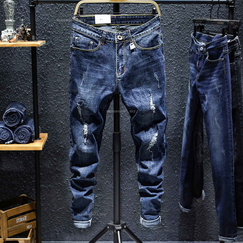 Men's Jean Long Pants Fashion Man Trousers Seluar Jeans Plus Size Denim Pant ripped jeans