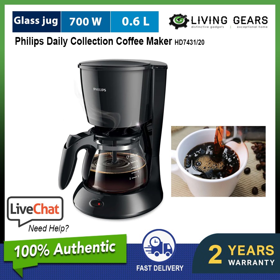 Philips Daily Collection Coffee Maker Hd7431 Compact Design For Brewing 2 Up To 7 Cups Shopee 2869