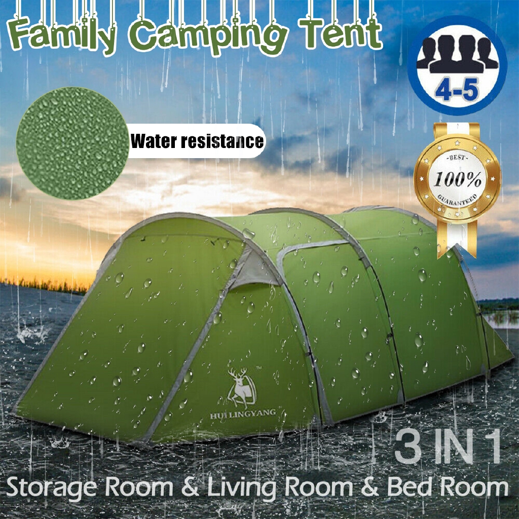 4 5 Person Family Camping Tent Tunnel Cabin Waterproof Shelter Hiking Travelling Shopee Malaysia