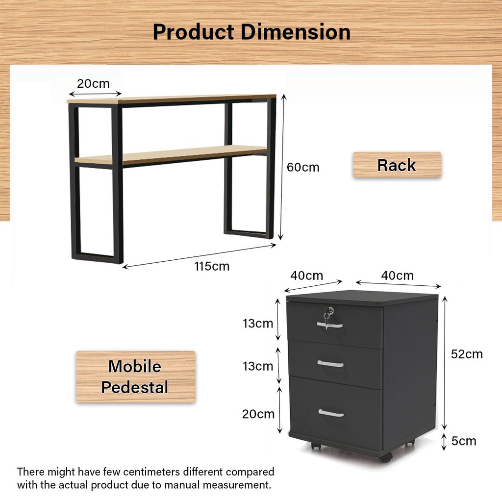 [READY STOCK] FINSSO: ANABILE L-Shape Study Table/ Table Rack/ Mobile Pedestal