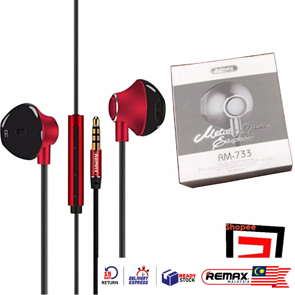 Remax RM-733 Wired Metal Music Earphones With 3.5mm Audio Jack For Mobile Device