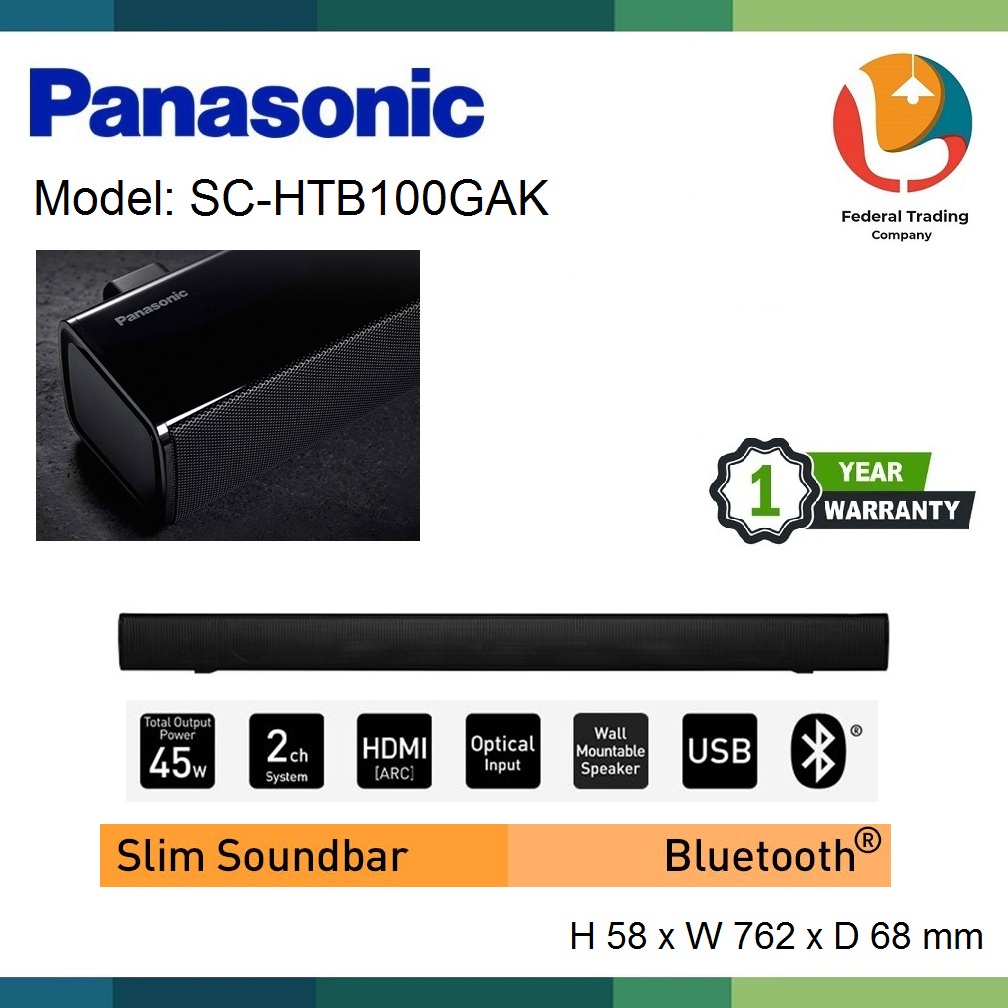 Panasonic Sound Bar SC-HTB100GAK Home Theater Audio Systems soundbar