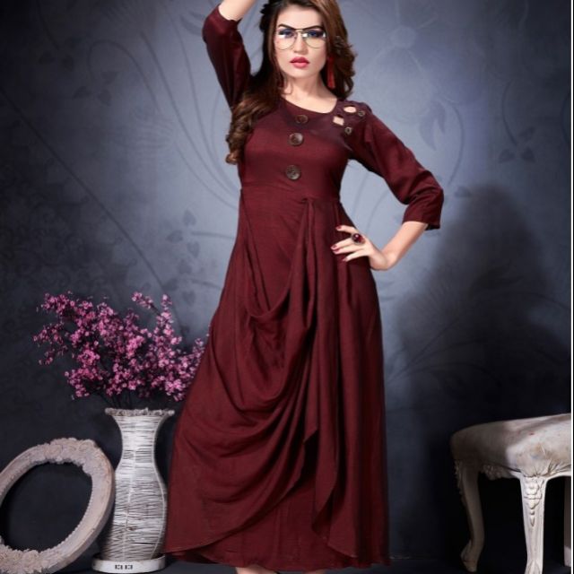 Ladies Fashion Dress Tops Designer Modern Kurtis Shopee Malaysia