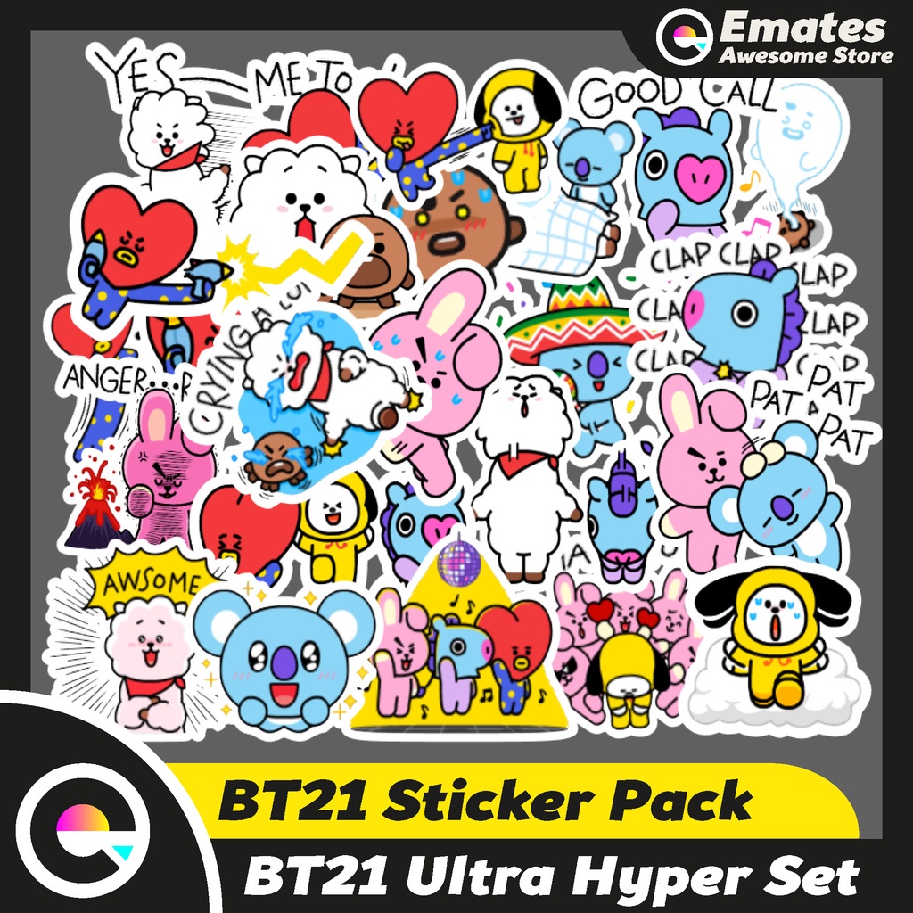 TUMBLR (24Pcs) Bt21 Ultra Hyper Sticker BTS Sticker BT21 Jungkook Jimin ...