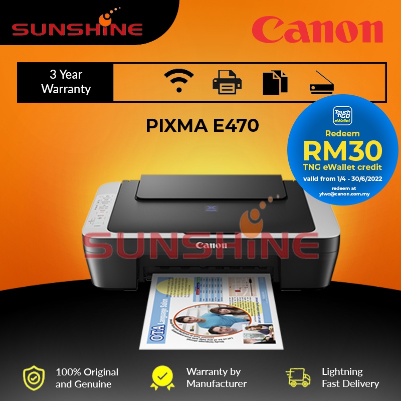 == Free RM 30 TnG eWallet == CANON PIXMA E470 WIFI ALL IN ONE COLOR INKJET PRINTER ( E410 E470 PG47 PG-47 CL57 CL-57 )