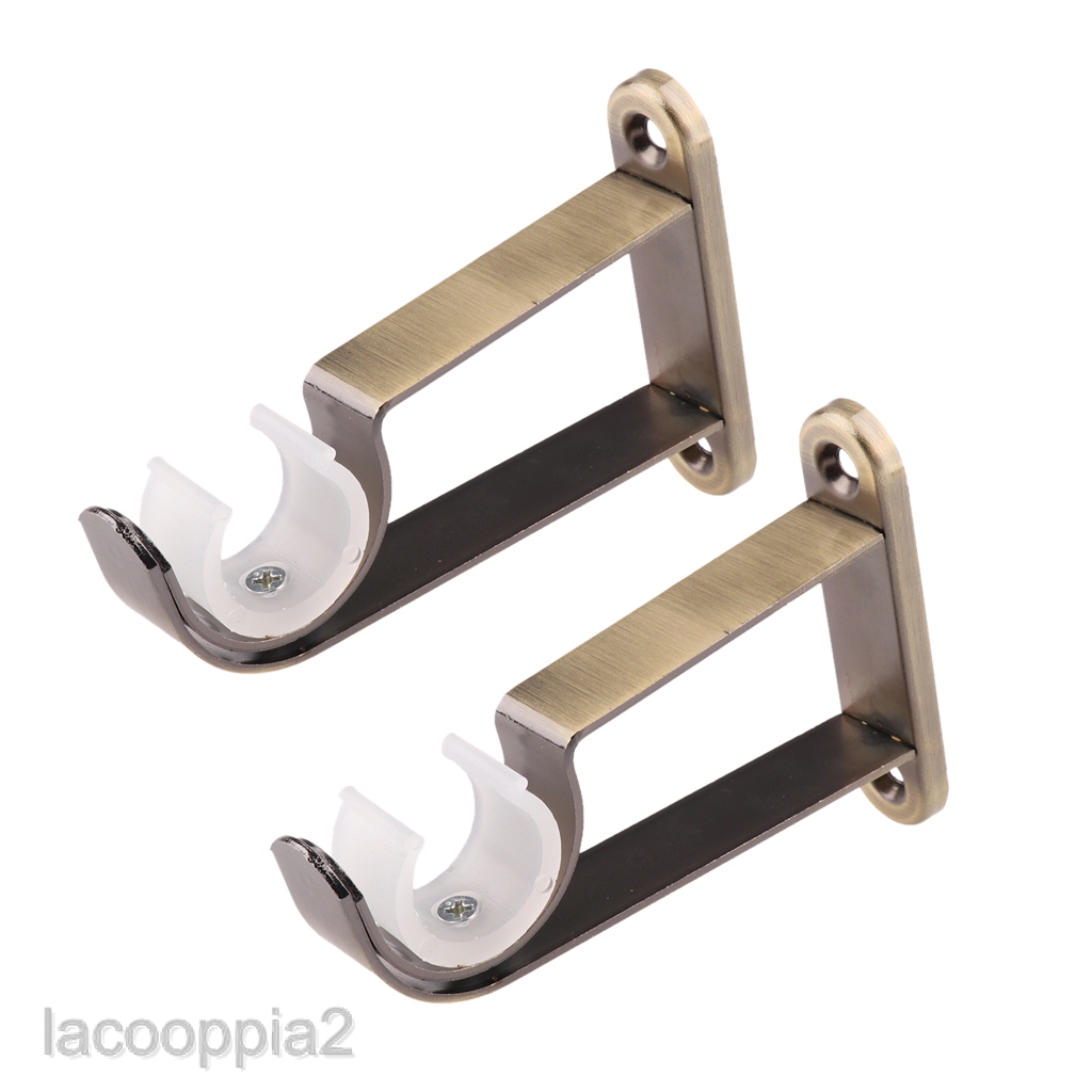 2pcs Iron Single Double Curtain Rod Poles Bracket Drapery Drape
