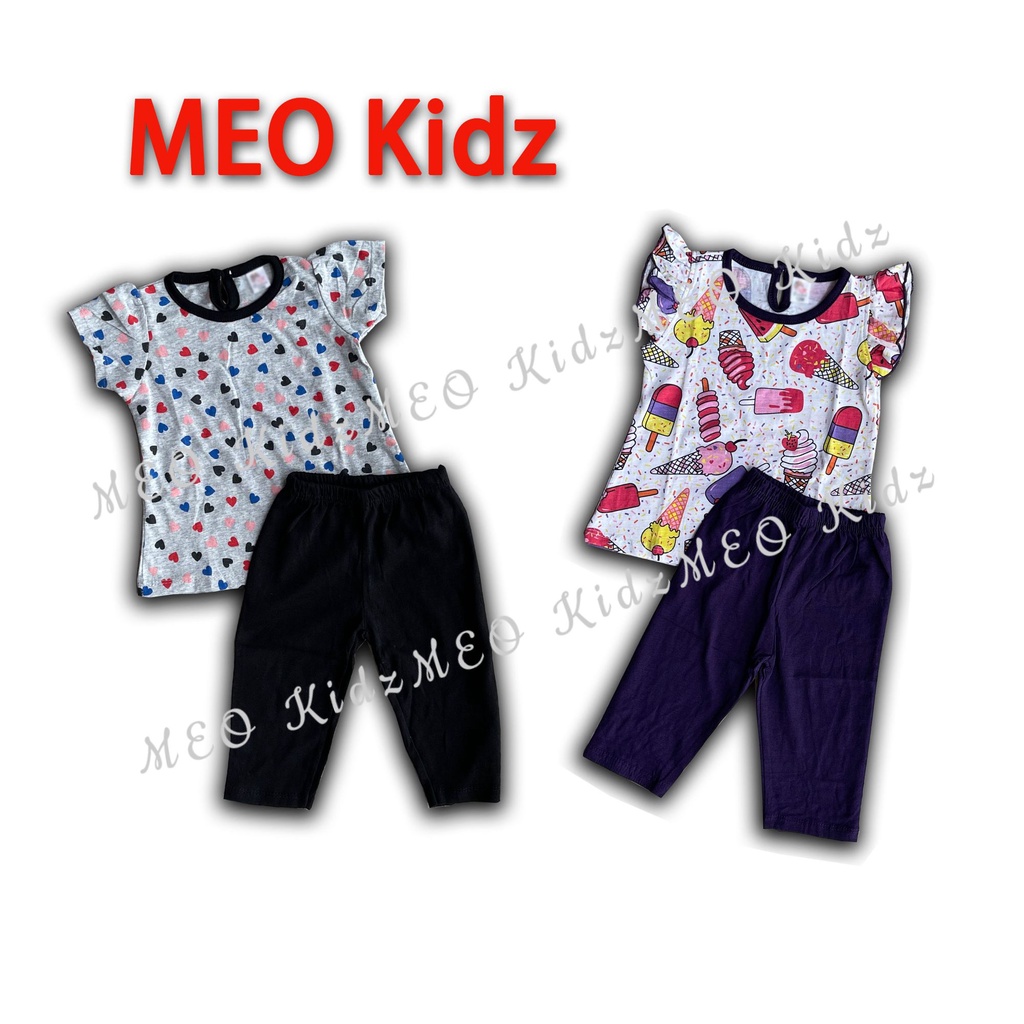 New Playset Baby Girl Kids Set Short Sleeve Shirt + Pants Baju Bayi Perempuan 1236 Month