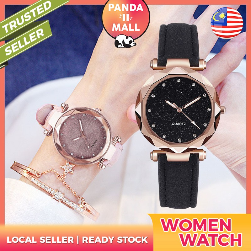 [PANDA PROMO] Korean Starry Sky Fashion Stylish Luxury Leather Women Ladies Watch Jam Tangan Wanita Perempuan