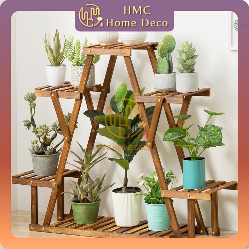 Nordic Style 4 Tier Large Wooden Flower Garden Rack Solid Pine Wood