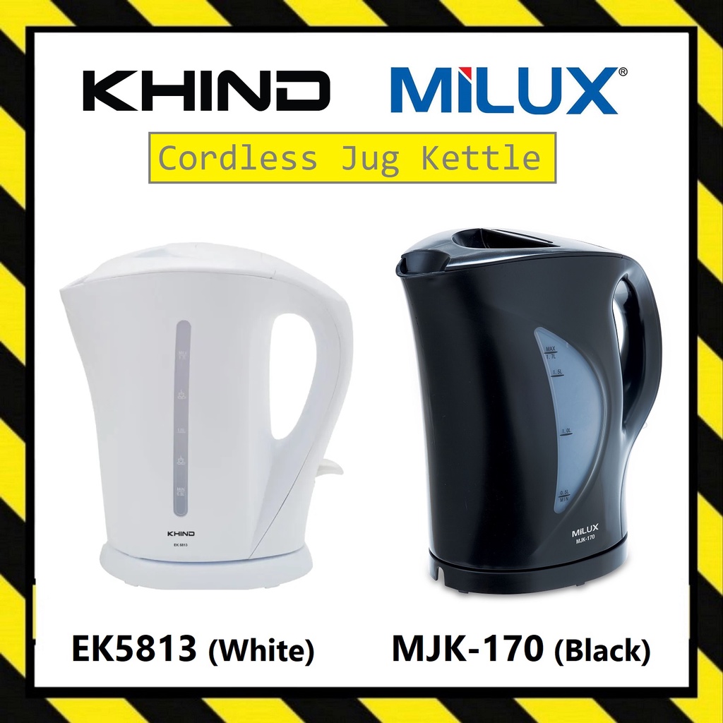 MILUX MJK170 Cordless Jug Kettle Black / KHIND EK5813 Electric Jug