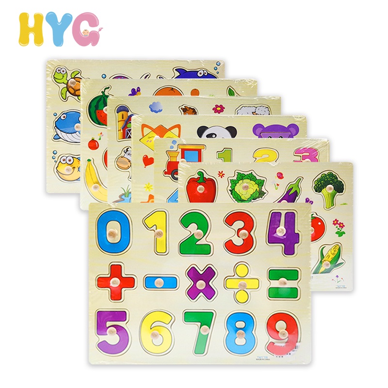 HYG Toys Kids Learning Toys abc Book 123 Wooden Jigsaw Puzzle Early Learning Kids Books Toy Educational Puzzle with Quality - 1cm Thick