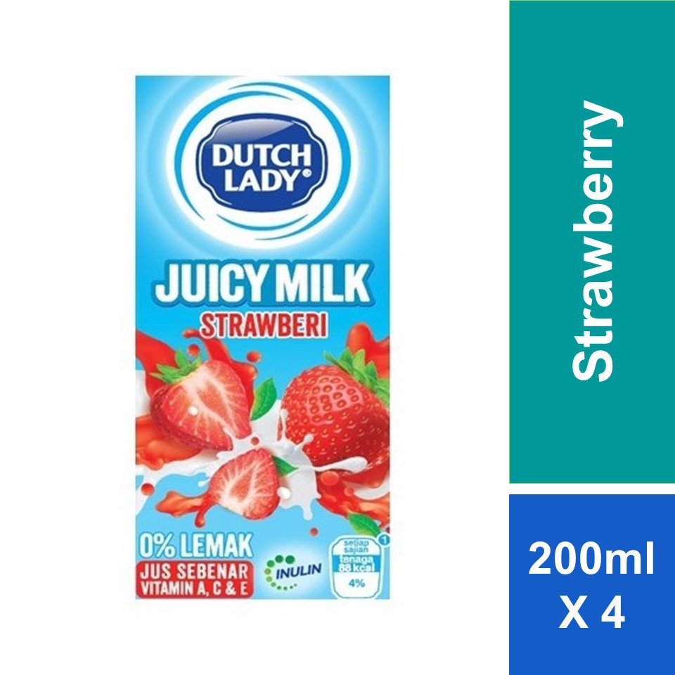 Dutch Lady Juice Milk Strawberry 200ml x 4s Shopee Malaysia