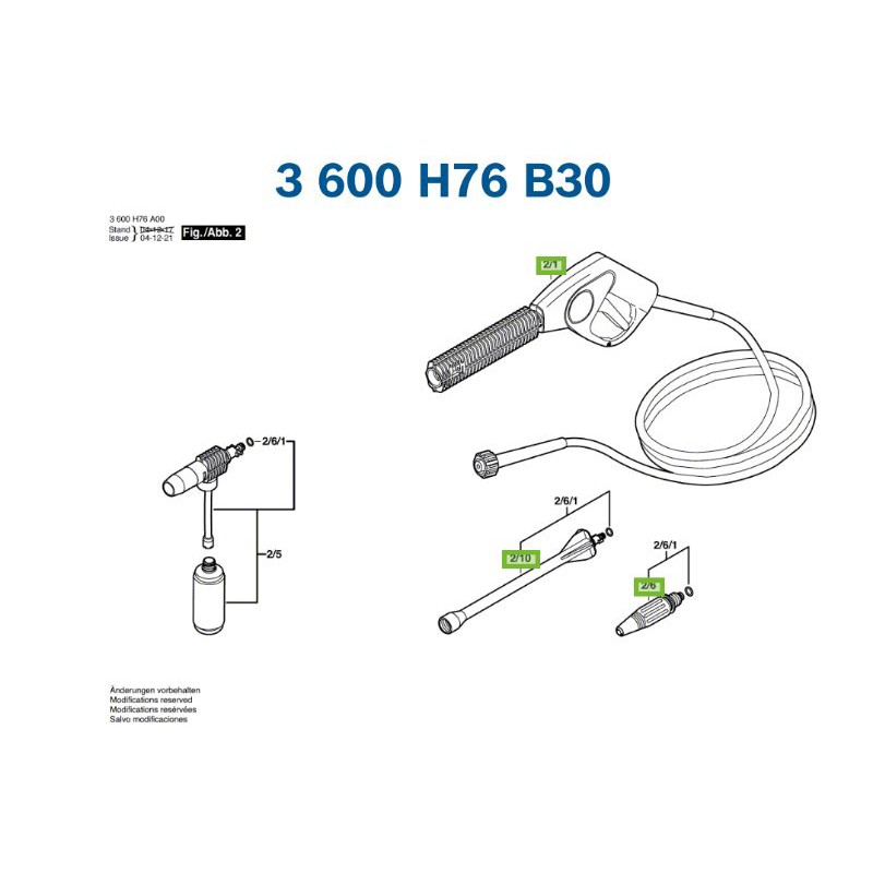 SPARE PART BOSCH EXTENSION TUBE LANCE / FAN JET NOZZLE / DETERGENT