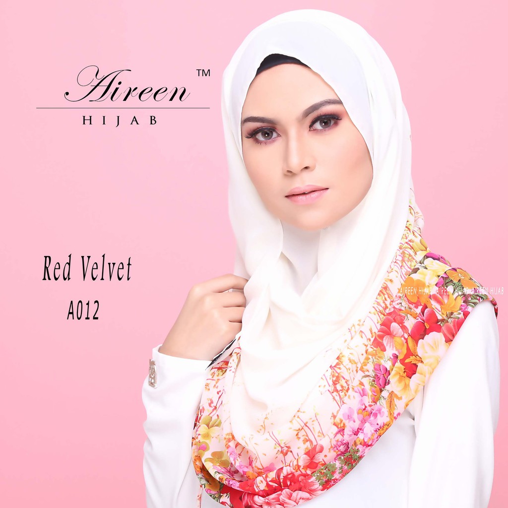  SALES READY  STOCK TUDUNG INSTANT SHAWL RED VELVET 