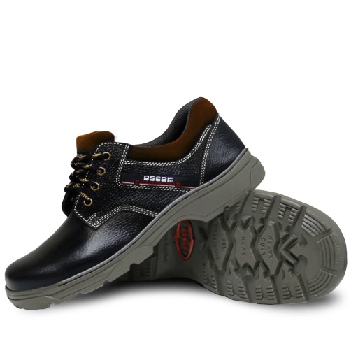 OSCAR SAFETY SHOES 131 BLACK Low Cut Leather Safety Shoes (Certified