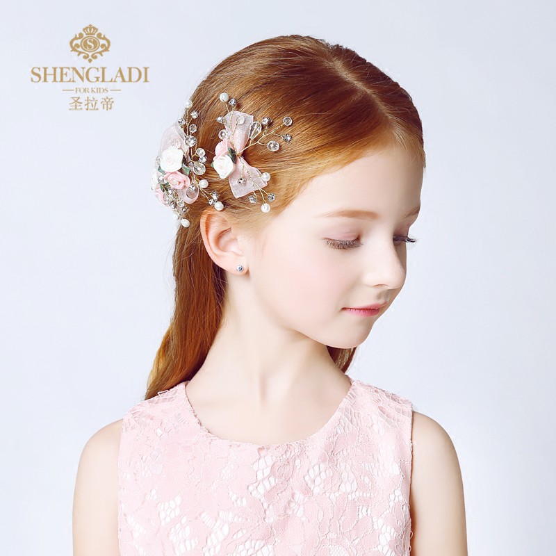 Children S Headdress Princess Hair Accessories Korean Girl Girls Dress Tiara Hairpin Pink Hairpin Flower Girl Headdress