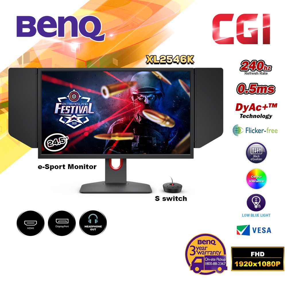 Benq Zowie 24 5 Xl2546k 240hz 0 5ms Dyac Esports Gaming Monitor Shopee Malaysia