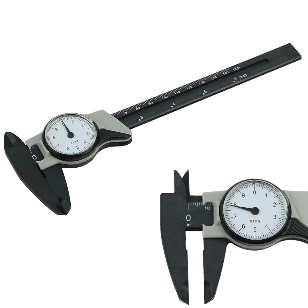 1pc 150mm 6inch Dial Caliper Plastic Vernier Caliper 4 Way Gauge