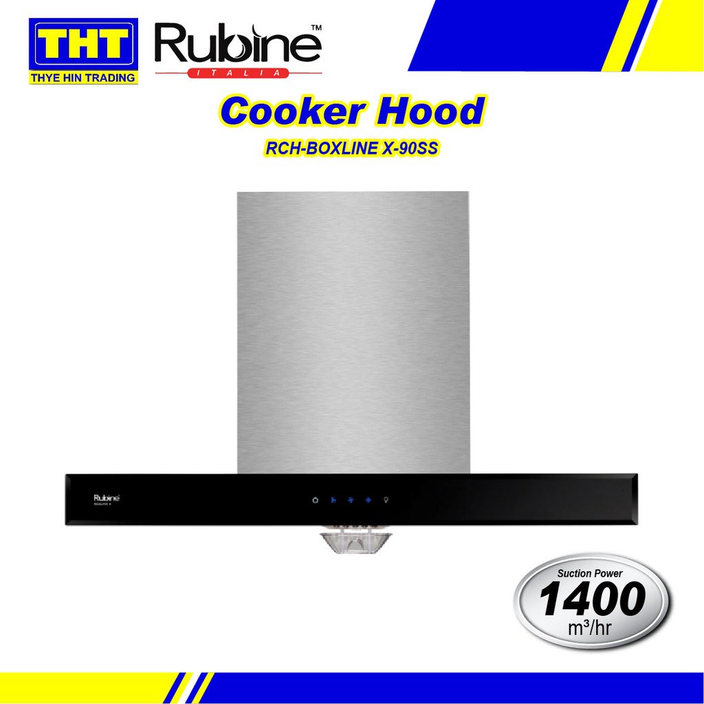 Rubine Cooker Hood With 1400 M Hr Suction Power Rch Boxline X 90ss Shopee Malaysia