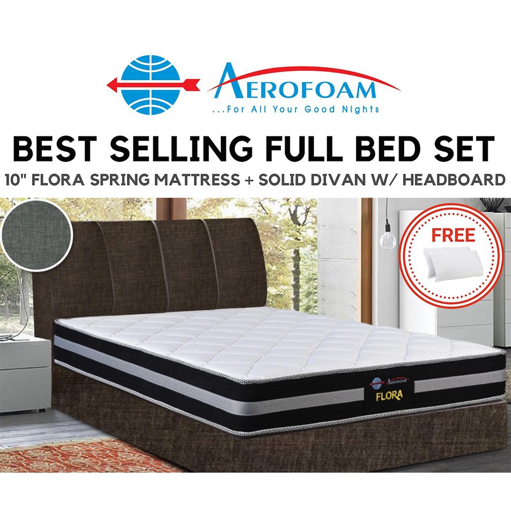 Highlight Furniture Best Selling Full Bed Set Aerofoam Flora Mattress Divan Bed Frame