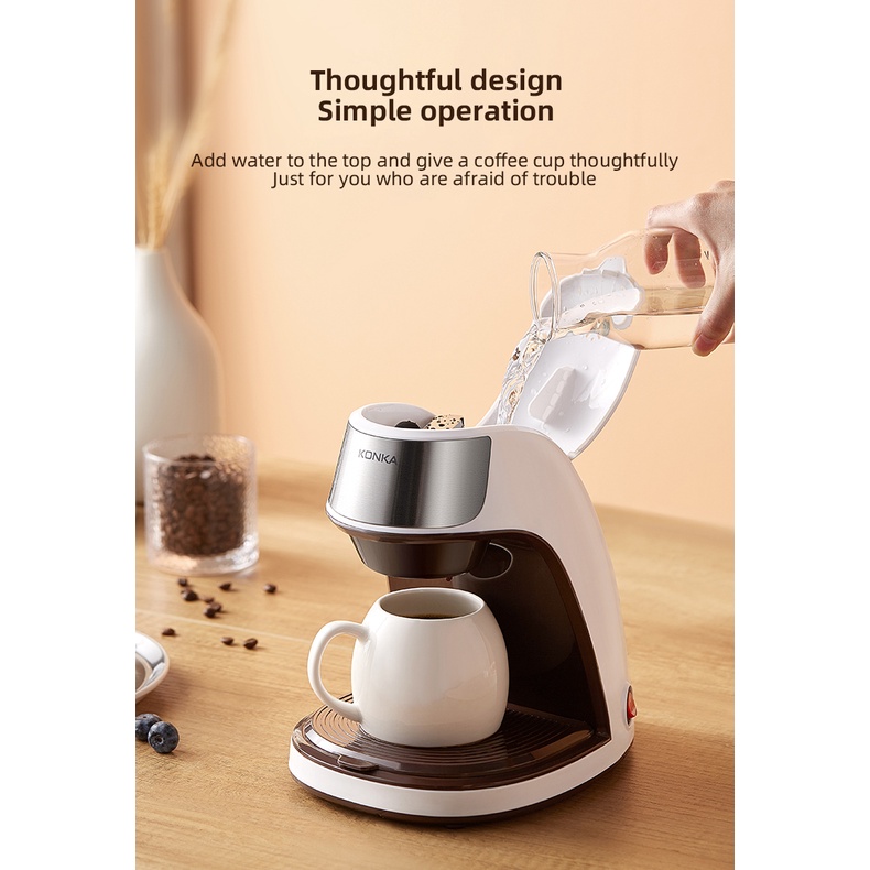 H0126-[ReadyStock]KONKA Coffee Machine Automatic Dripping American Coffee Maker Brew Tea Coffee Powder Free Ceramic Cup