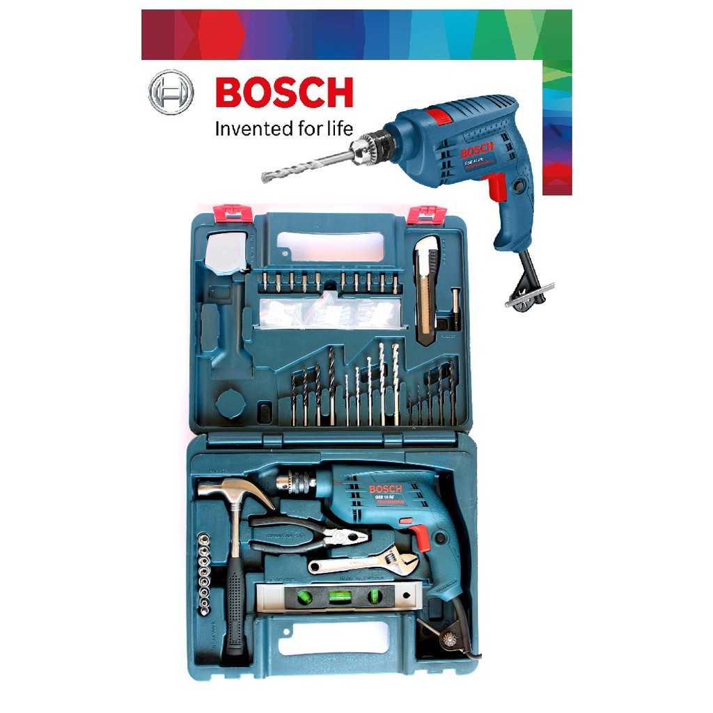 Bosch Gsb 500w 10mm Impact Drill Set Extra 100pcs Accessory