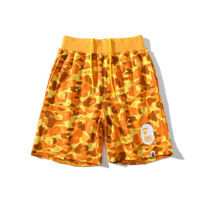 bape yellow camo shorts