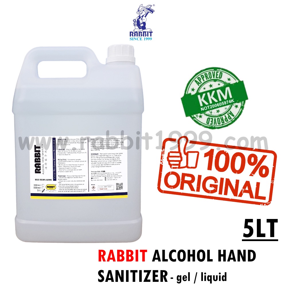 RABBIT ALCOHOL HAND SANITIZER - 5Lt - hand sanitizer 5000ml / hand ...