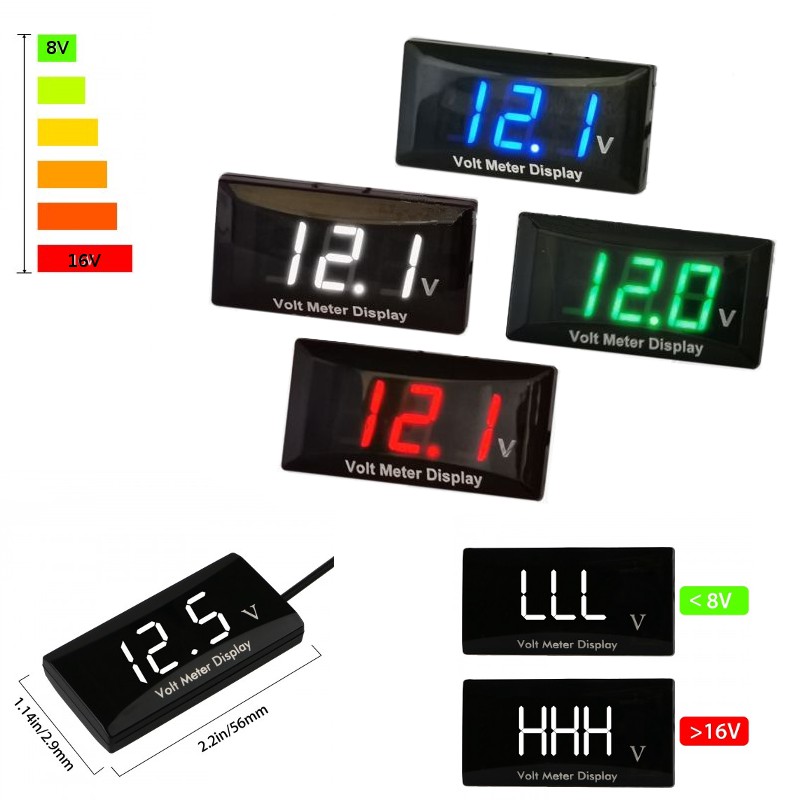 Red/ Blue/ White 12V Digital LED Display Voltmeter Panel Voltage Meter For Car 
