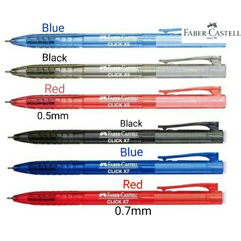 Faber Castell Ball Pen Click X5 0.5mm / X7 0.7mm | Shopee Malaysia