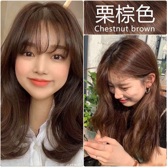 hair colour Chestnut brown hair dye female 2021 popular color yourself in  household hair cream five-foot black tea bee h | Shopee Malaysia
