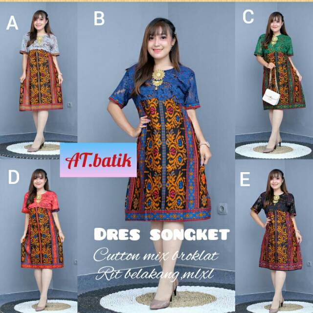 Brocade Dress Motif Asmat Songket Minidress Batik Women's Clothing