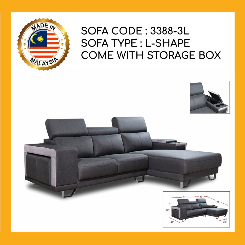 3388 Lshape Sofa Seater Set (34pax) with storage box Shopee Malaysia
