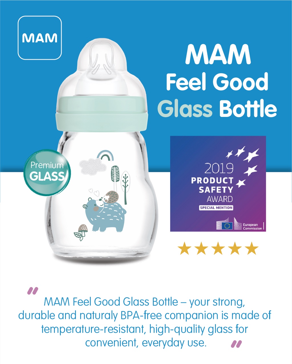 Mam feel good 2024 glass bottle 170ml