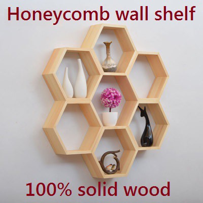 Solid Wood Honeycomb Style Wall Shelves, Large Wall Shelves
