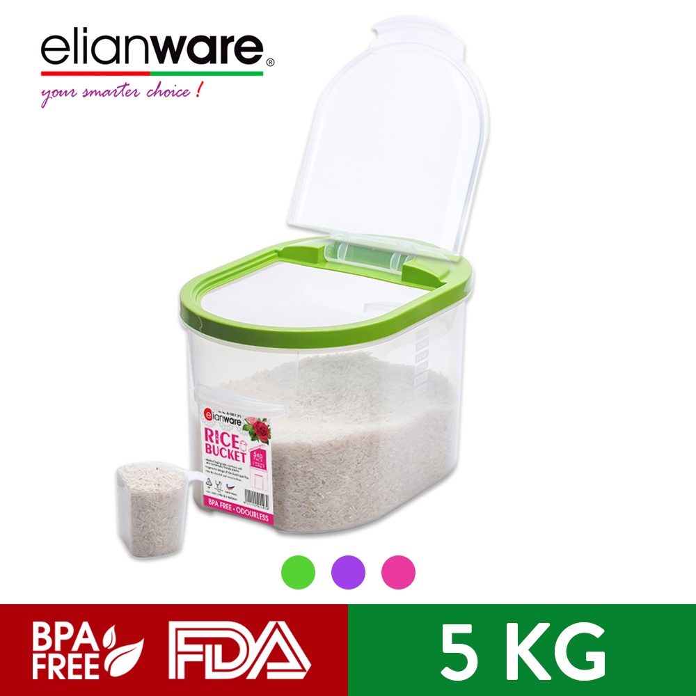 Elianware Space-Saving Bekas Beras Rice Dispenser Storage (6kg)