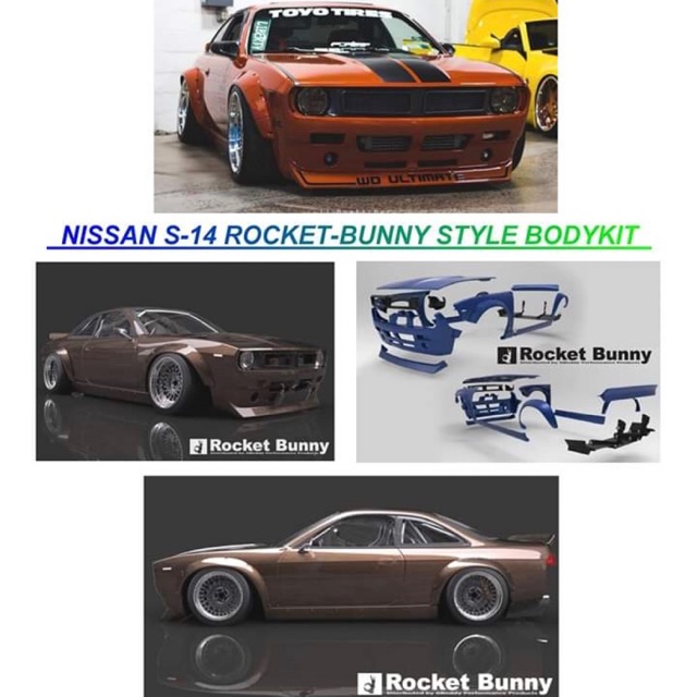 Nissan S14 S 14 Rocket Bunny Wise Bodykit Body Kit Front Side Rear Skirt Bumper Lip Fender Arch Cover Shopee Malaysia