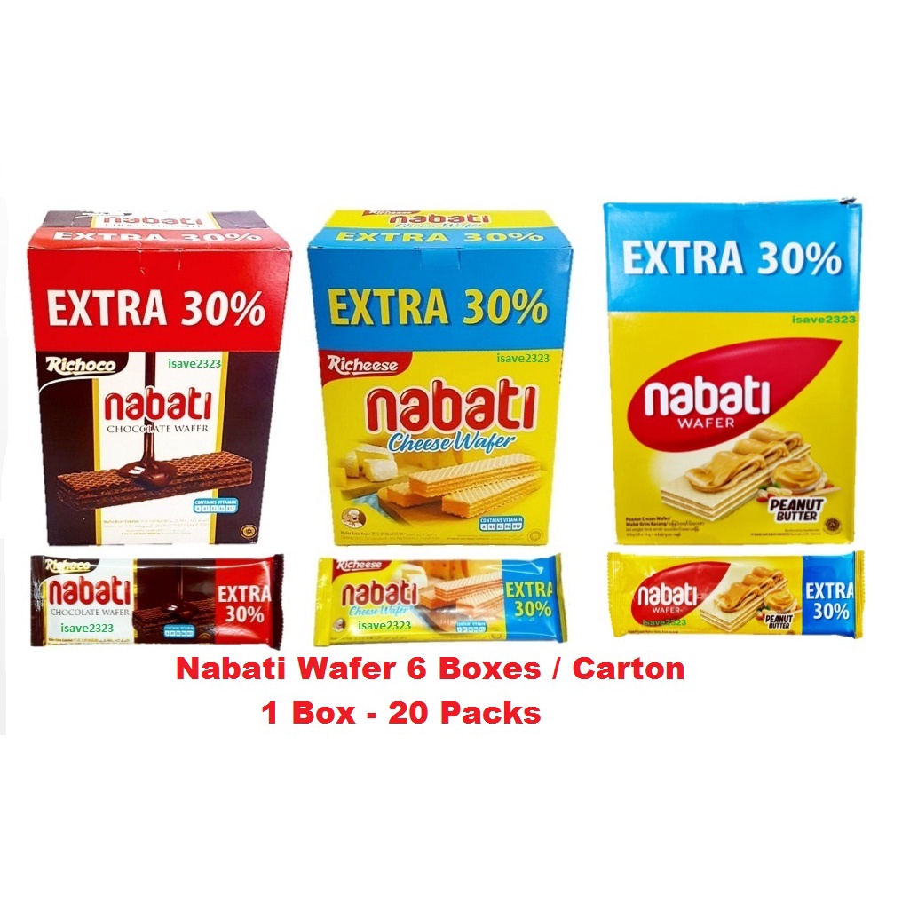 Nabati Wafer Extra 30% - Richeese / Richoco / Peanut Butter (1 Carton ...