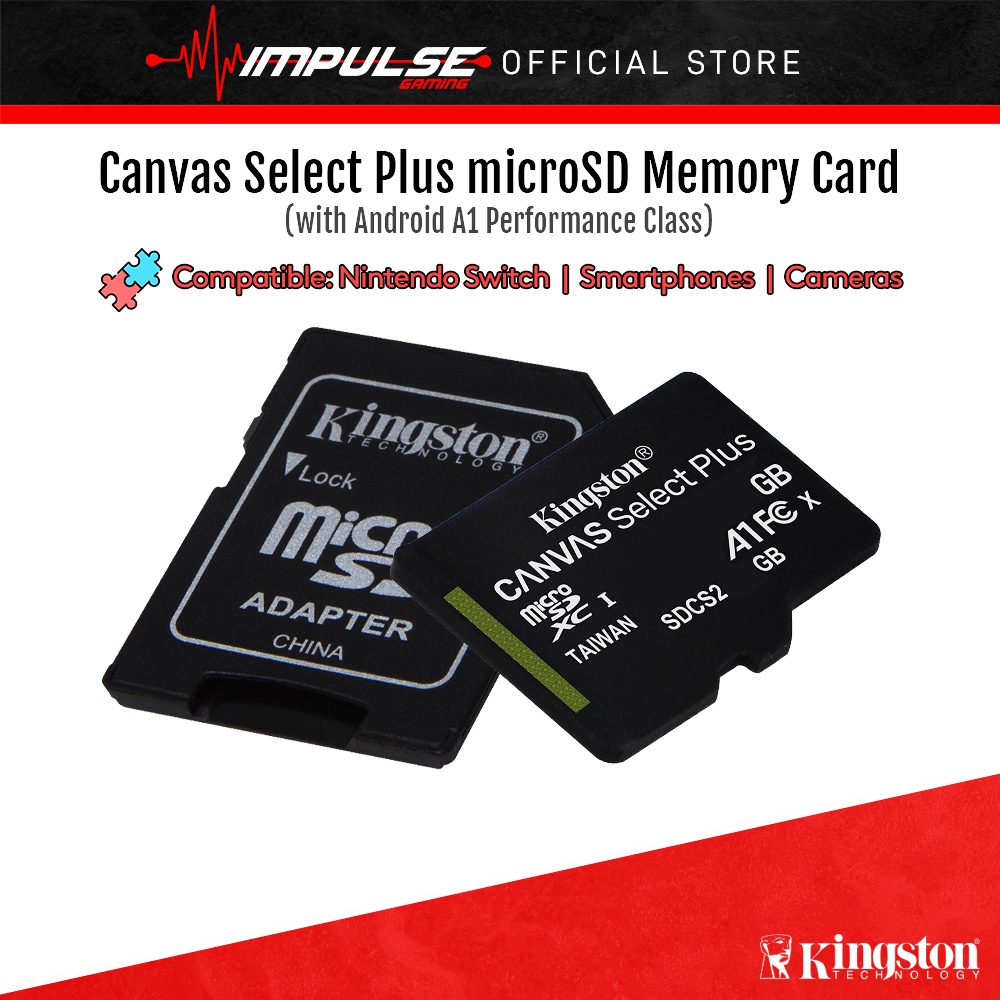 Carte MicroSD Kingston Canvas Select Plus 64GB - Classe 10 + Adaptateur - Pour Android