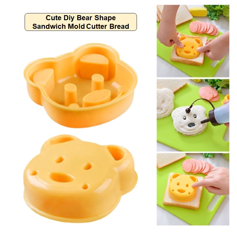 Cute Diy Bear Shape Sandwich Mold Cutter Bread Shapers Maker for Kids Mold Bento Accessories