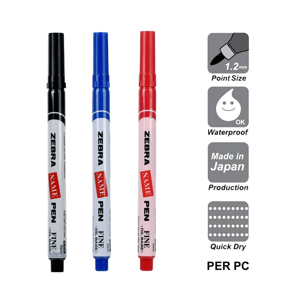 Zebra Name Pen / Marker Pen Fine (Oil Base / Original Japan) Shopee