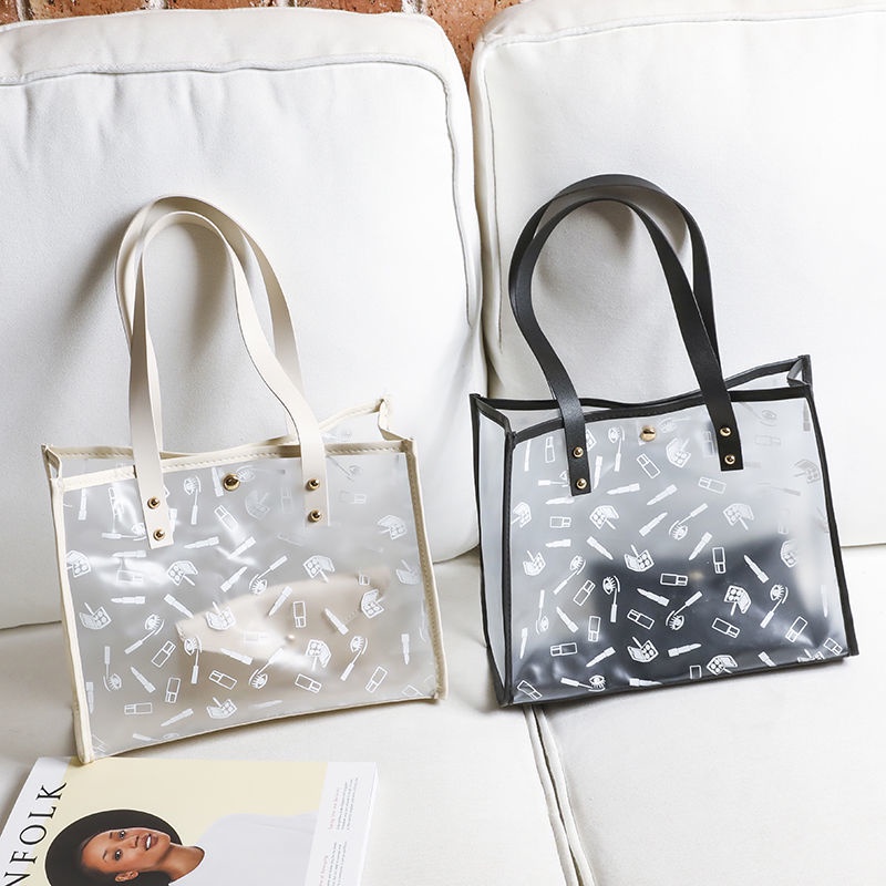 Clear Tote Bag Shopping Carrier Bag PVC Transparent Handbag Shoulder Bags BDOFS 