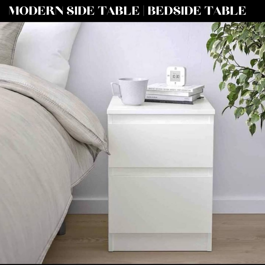 TERMURAH | SIDE TABLE | BEDSIDE TABLE WITH 2 DRAWER | MEJA SISI KATIL ...