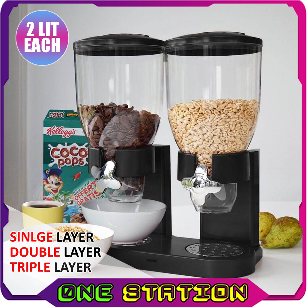 Cylinder Cereal Dispenser Dry Food Storage Tower Cereal Jarsl Rice Dispenser Food Storage Container Bekas Makanan