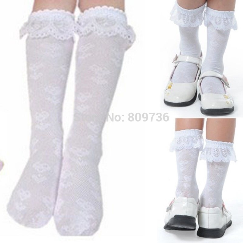 girls knee high frilly socks