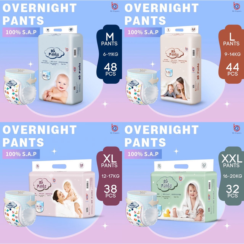 BB Diapers Pants Premium Quality Baby Diaper Pants Size M, L, XL & XXL